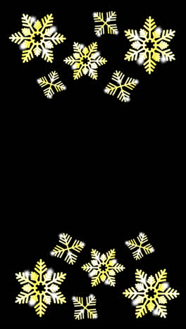 glowing snowflakes on black background