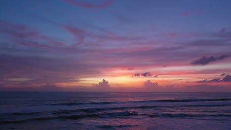 aerial view reflection of sweet cloud in sunset on the beach.