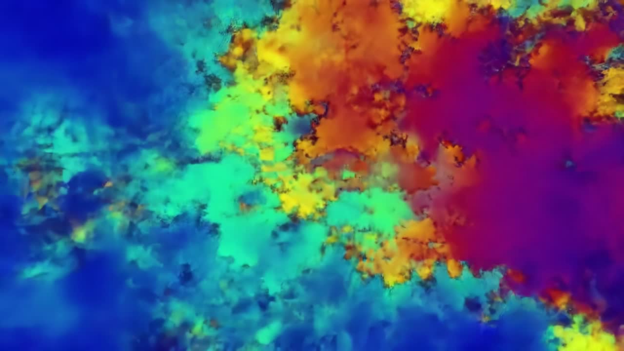 Vibrant fractal shapes swirl and blend together, showcasing a dynamic array of colors and patterns. This captivating display of abstract art creates a mesmerizing visual experience.