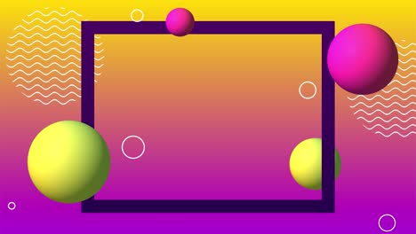 fondo de bucle en movimiento abstracto. esferas de diseño moderno, marco y líneas ondulantes, plantilla para banner, cartel, agregar, presentación. formas de caja animadas 4k. color de gradiente vívido y fluido con bolas
