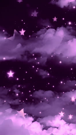 purple night sky with stars and clouds creating dreamy atmosphere