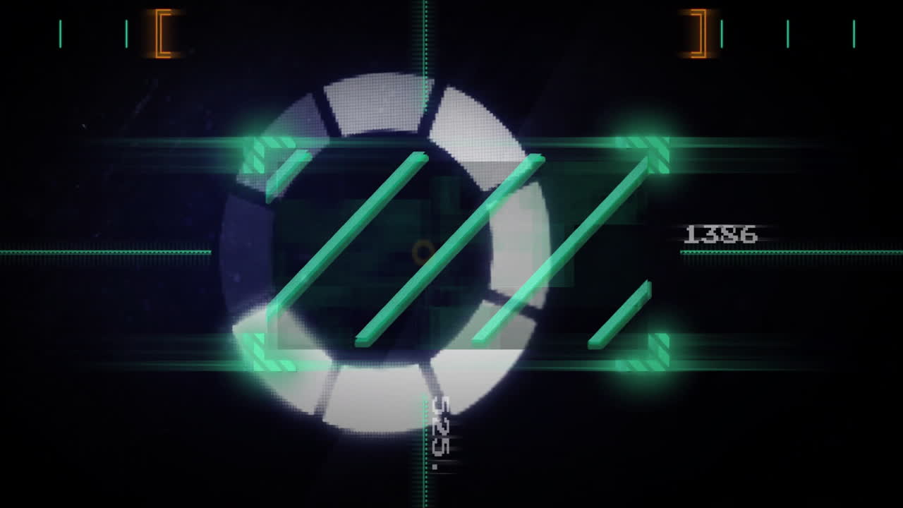 원형 진행 바와 어두운 배경 위의 미래 데이터 애니메이션