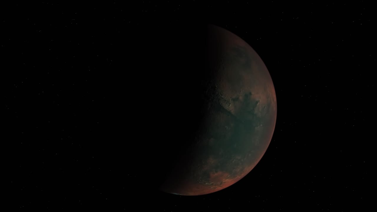 Animation of Mars isolated on black background. 4K