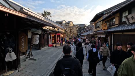 crowded street in a historic japanese district