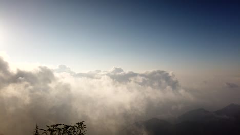 Morning-cloud-timelapse-born-high-in-the-mountains-above-Kodaikanal,-Tamil-Nadu,-India