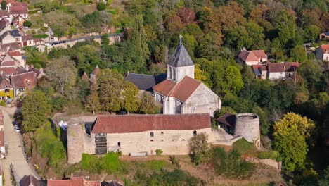 aerial view of gargilesse village and its castle, france