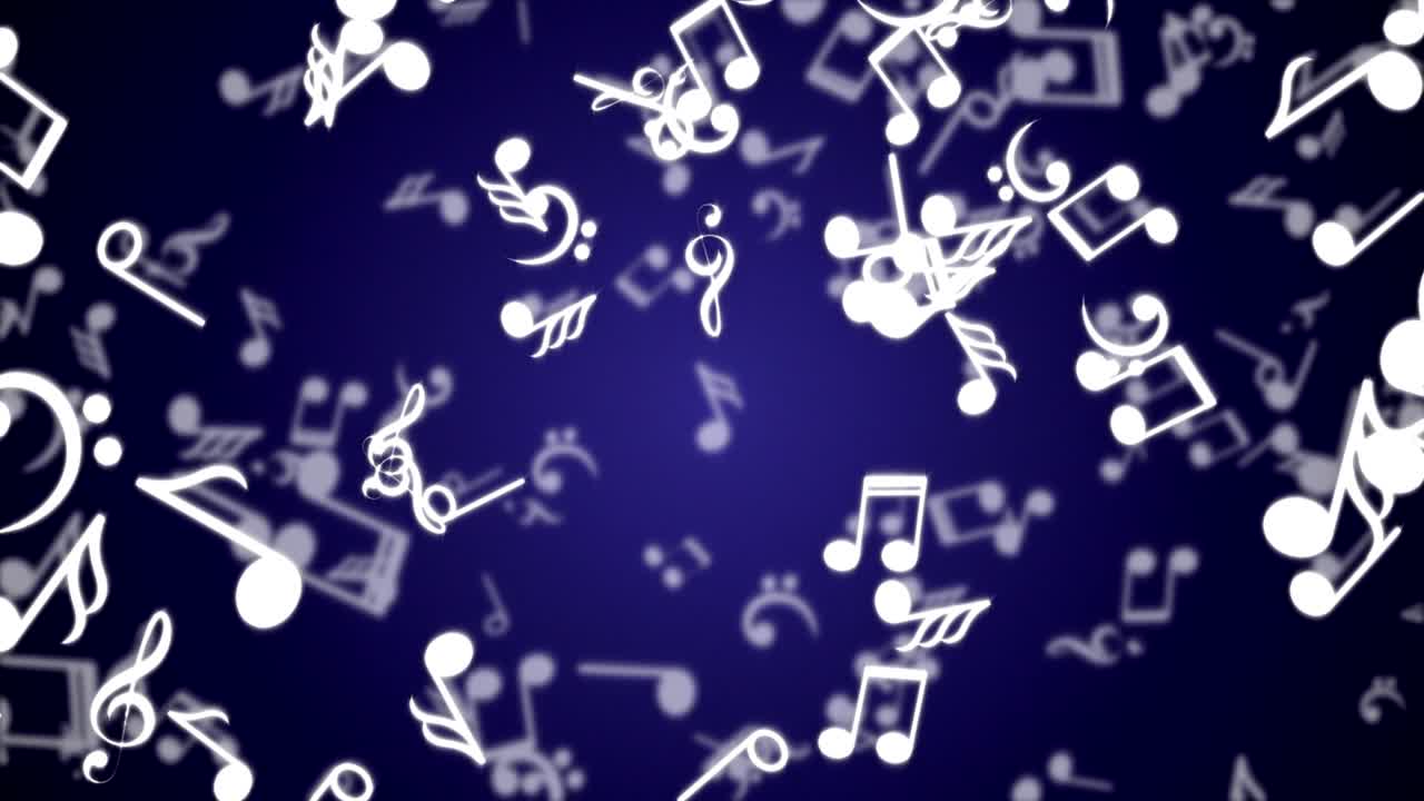 떨어지는 음악 노트 애니메이션, 렌더링, 배경, 루프, 알파 채널