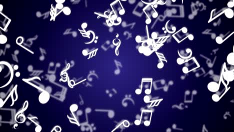 animação de notas musicais caindo, renderização, fundo, loop, com canal alfa
