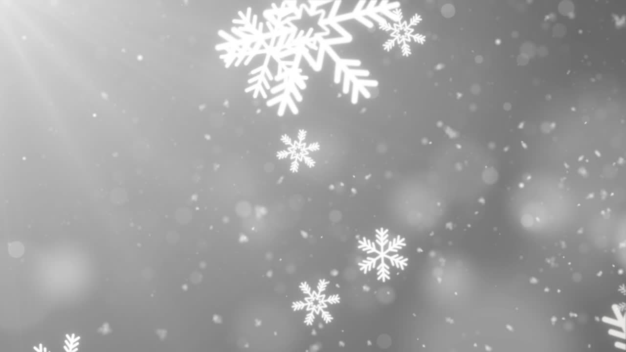 4k confeti blanco copos de nieve y luces bokeh en la animación de bucle blanco