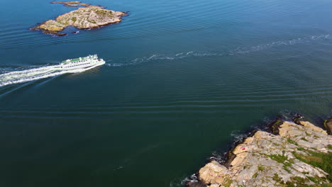 the beautiful luxury yacht  on the calm blue sea saltholmen, gothenburg - aerial shot