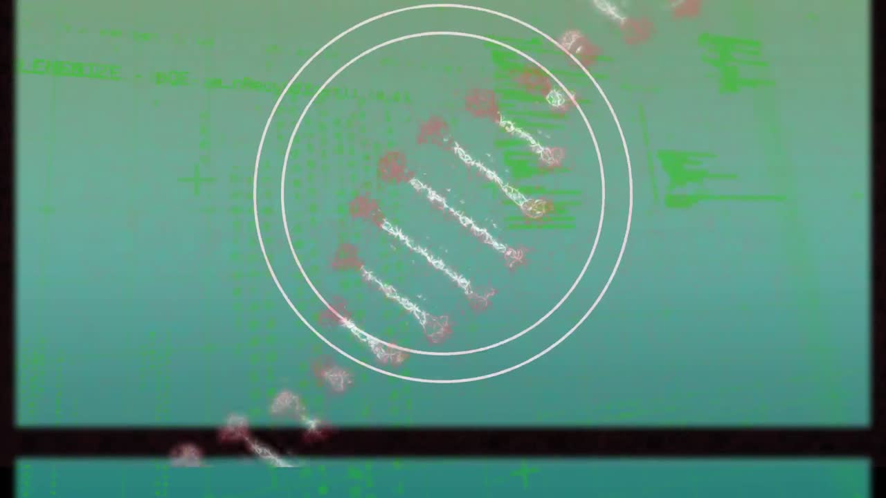 데이터 처리에 대한 dna 가닥과 원의 애니메이션