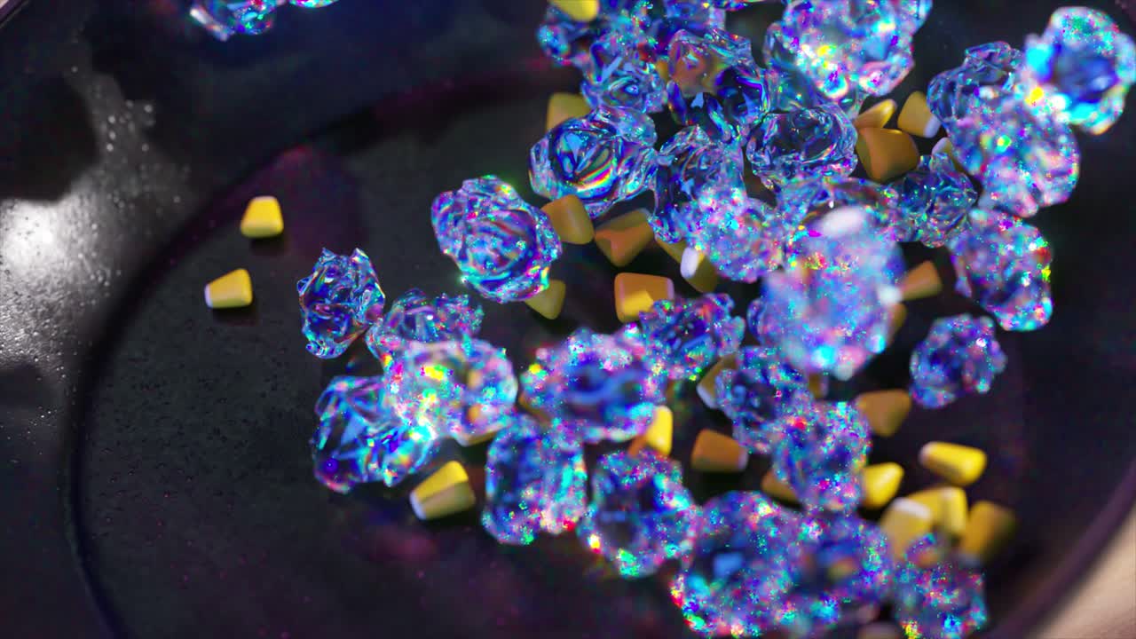 에 사탕 옥수수와 얼음