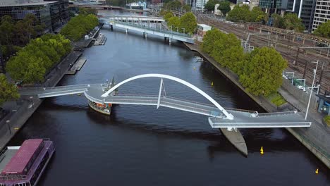 static drone shot over empty melbourne bridge during the covid lockdown - australia