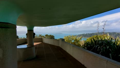 scenic view from mt victoria of miramar peninsula and matiu somes island in wellington harbour in capital city of wellington, new zealand aotearoa