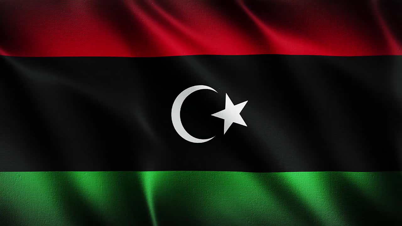 Flag of Libya Waving Background