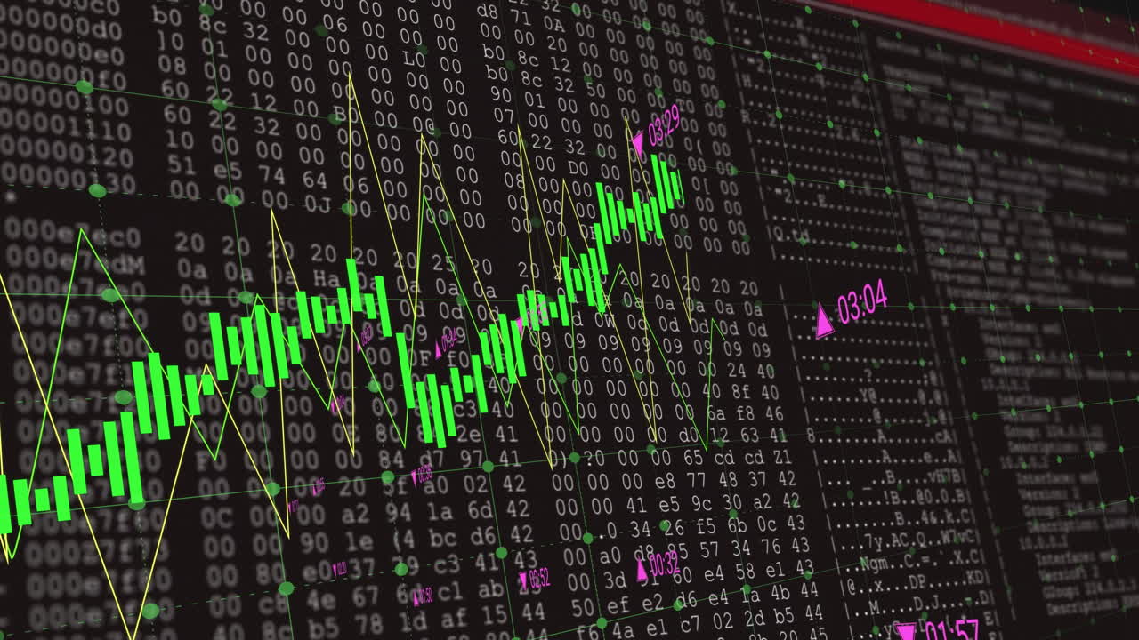 Animation af digital databehandling over skærm.