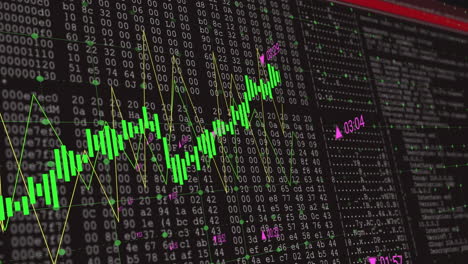 animación del procesamiento de datos digitales en pantalla