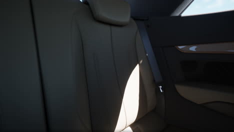 close-up of a perforated leather back seat in a modern car