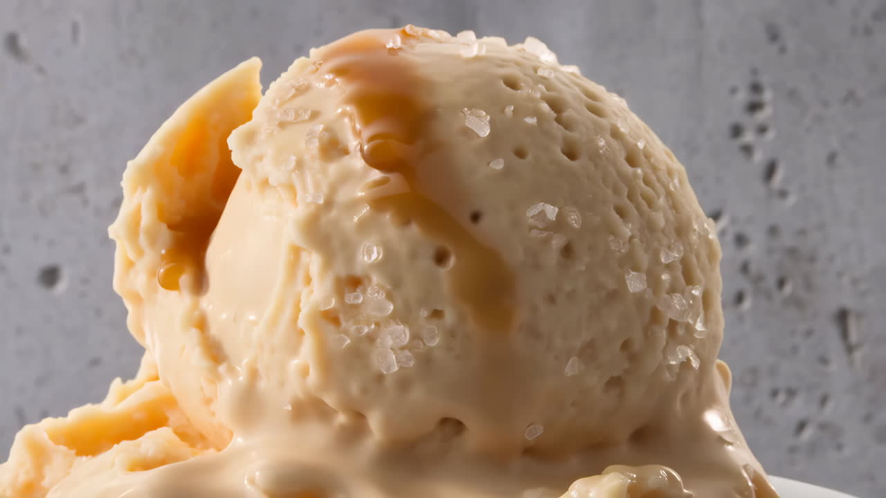 Close-up of Salted Caramel Ice Cream Scoop