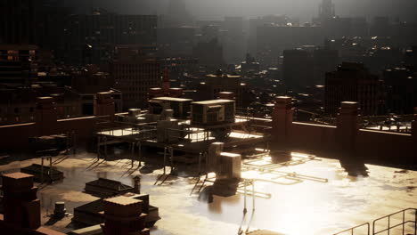 post-apocalyptic city rooftop