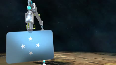 la placa de la bandera de los estados federados de micronesia excavada en el planeta.