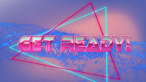 Animation-of-get-ready-text-over-neon-lines-on-purple-background