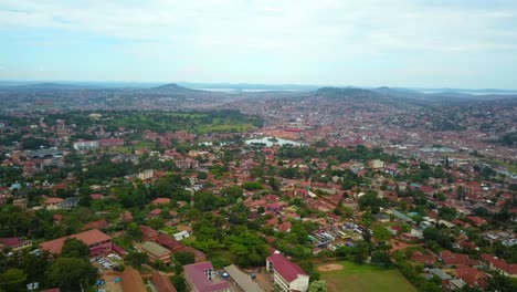 cityscape with kabaka's lake in mengo, kampala, uganda - aerial panoramic