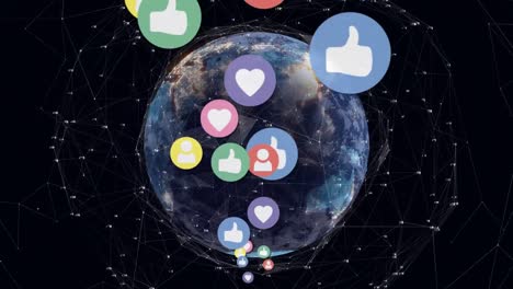 social media icons and globe