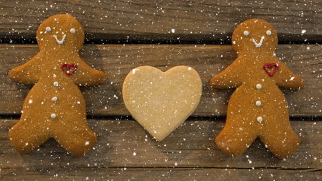 caída de nieve con la decoración de galletas de navidad