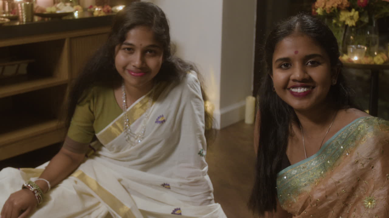 Women in traditional Indian clothing