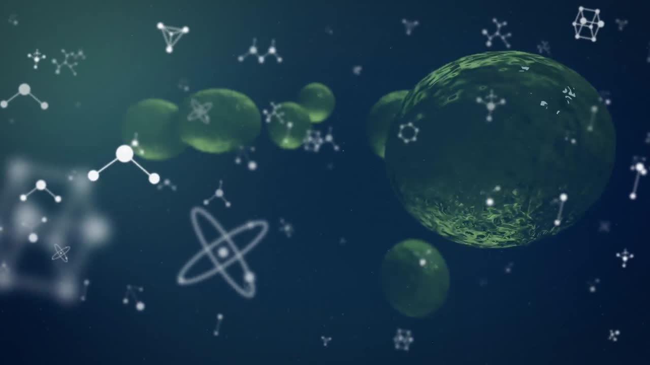 추상적인 배경 위에 떠다니는 뉴클레오티드와 인체 세포를 곱하는 애니메이션