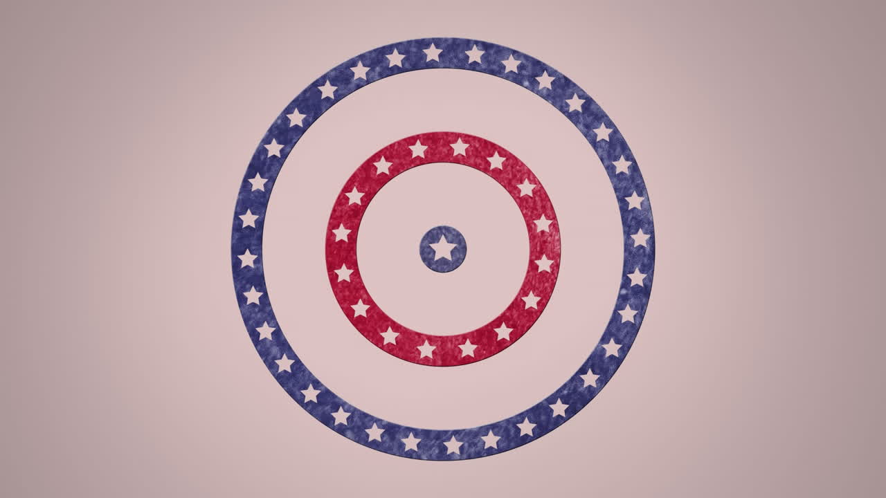 ⁇ 색 배경 위에 미국  ⁇ 발의 별과 줄무 ⁇ 로 회전하는 원의 애니메이션