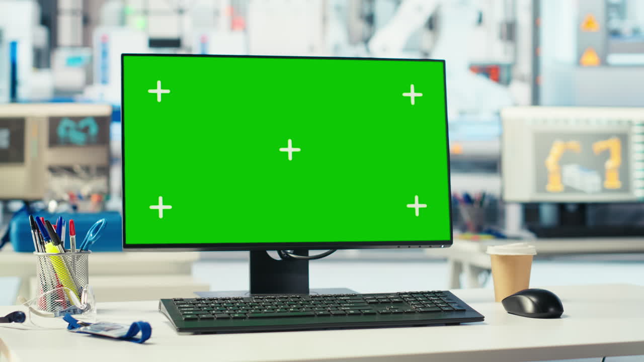 태양 전지 패널 제조 공장에서 녹색 스크린 pc는 정지 시간을 줄이기 위해 사용됩니다.