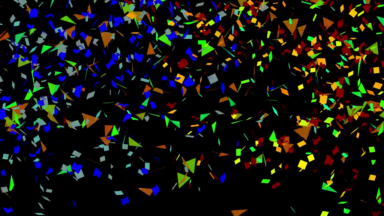 Confettis colorés tombant sur un fond noir