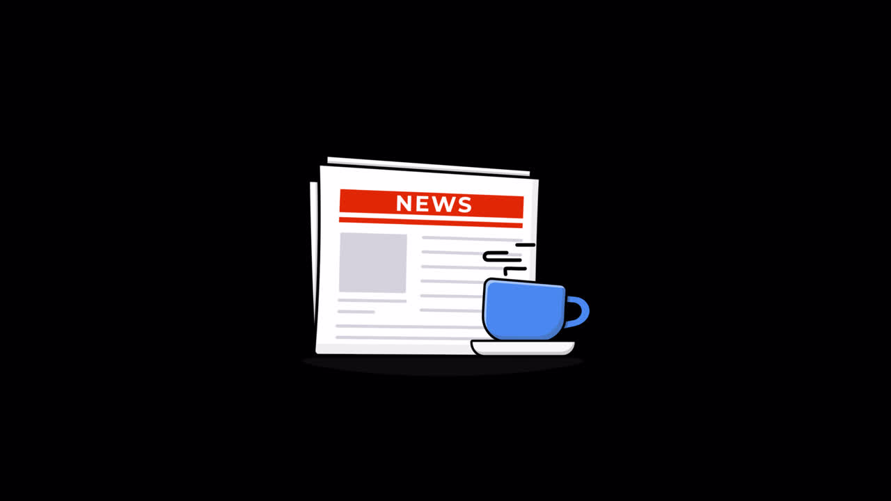 Animated Newspaper with Steaming Coffee Cup