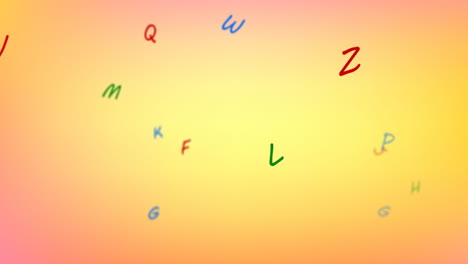 animation of colourful letters moving over soft orange and yellow background