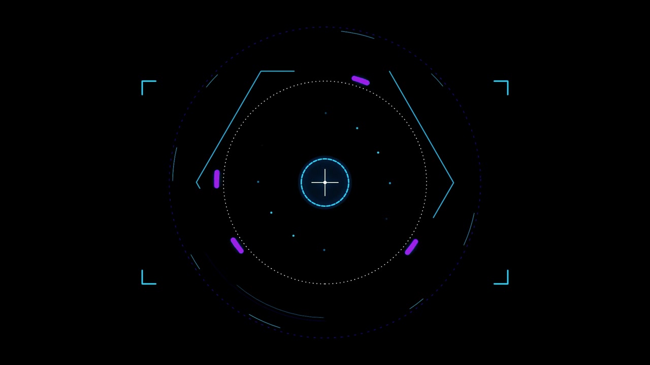 Futuristic Digital HUD Interface with Rotating Circular Elements