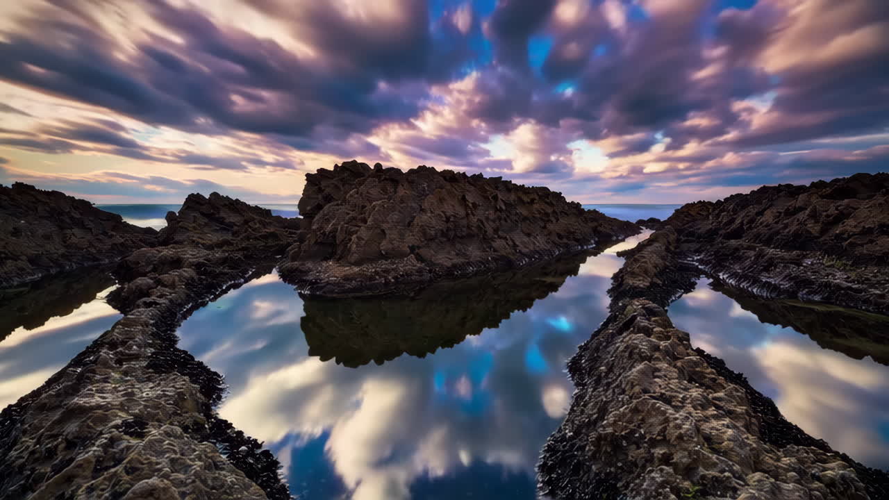Coastal Rocks and Clouds at Sunset