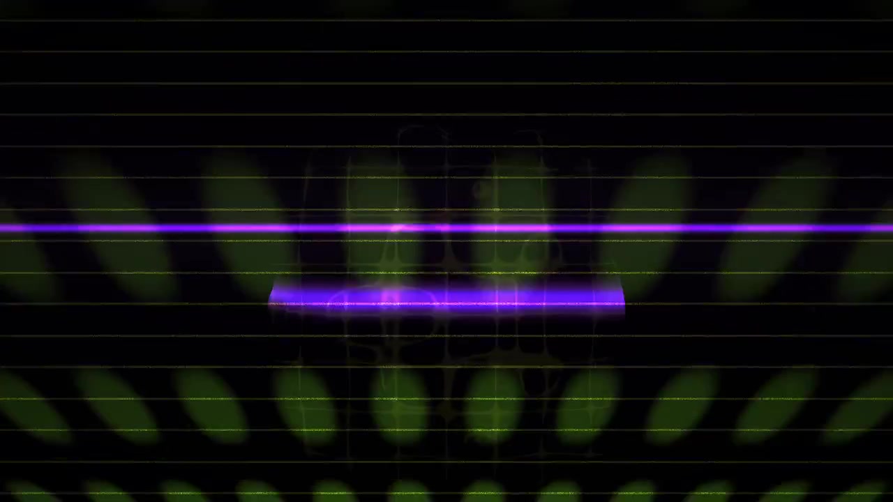 Sfondo digitale astratto con luce viola pulsante e griglia verde