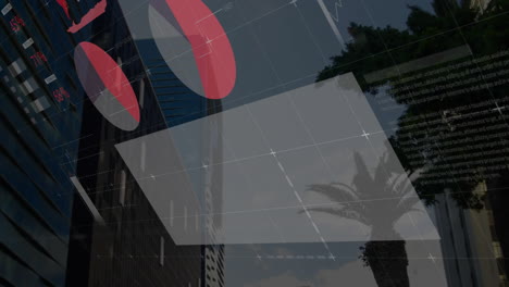 animación del procesamiento de datos financieros sobre la ciudad