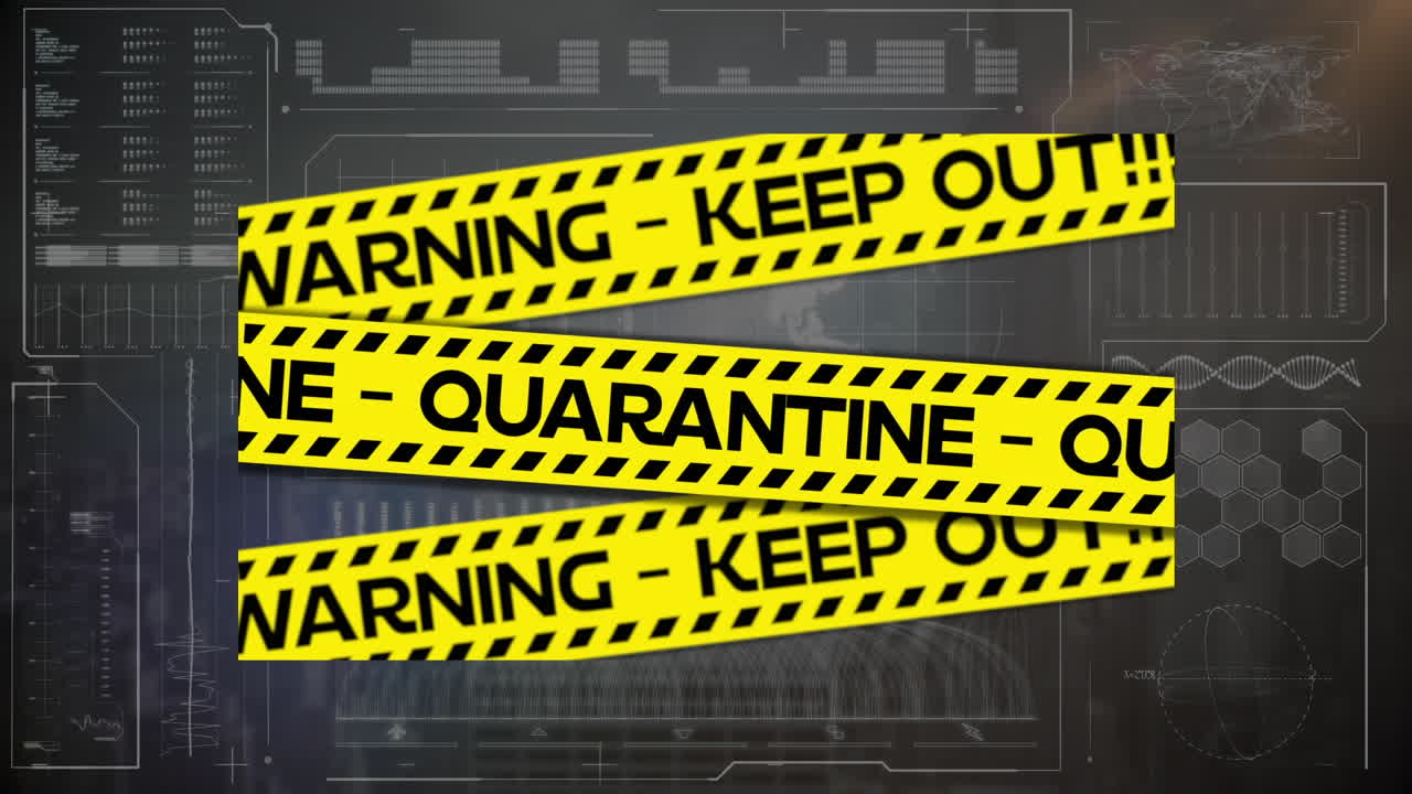 데이터 처리에 대한 코로나 19 경고 텍스트의 애니메이션