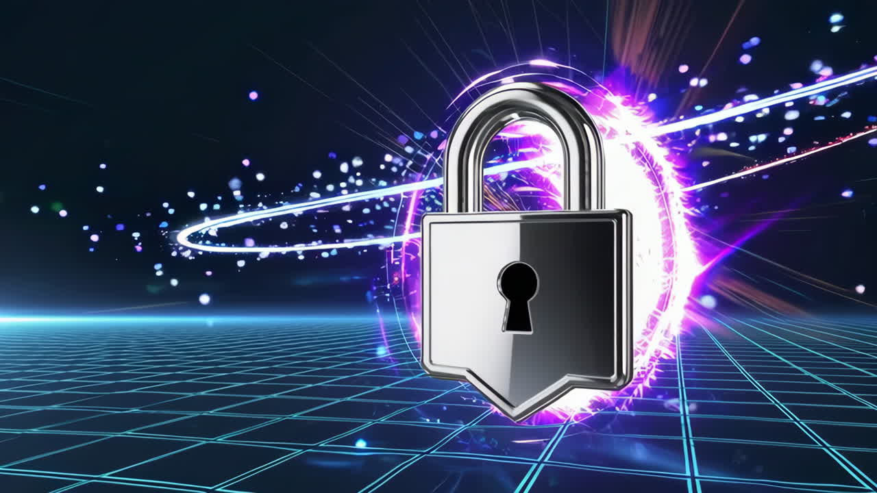 Secure Padlock with Neon Glow