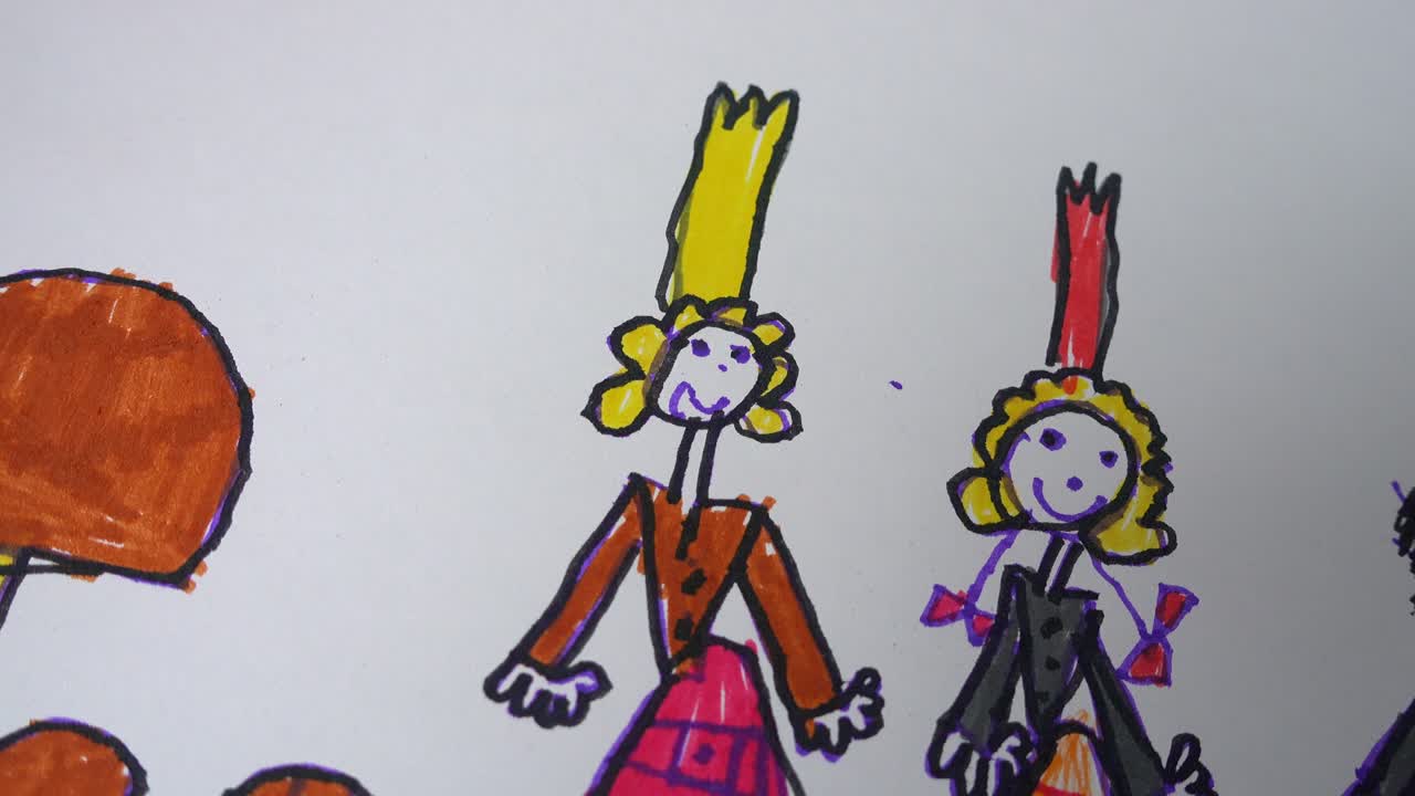 Desenho Infantil de Meninas e Menino
