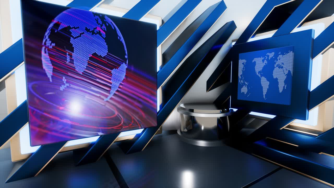 el conjunto de estudios de noticias de tv - bucle de fondo de pantalla verde virtual