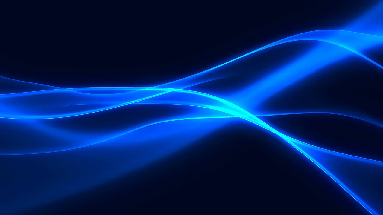 Abstract Blue Glowing Lines Flowing on Dark Background