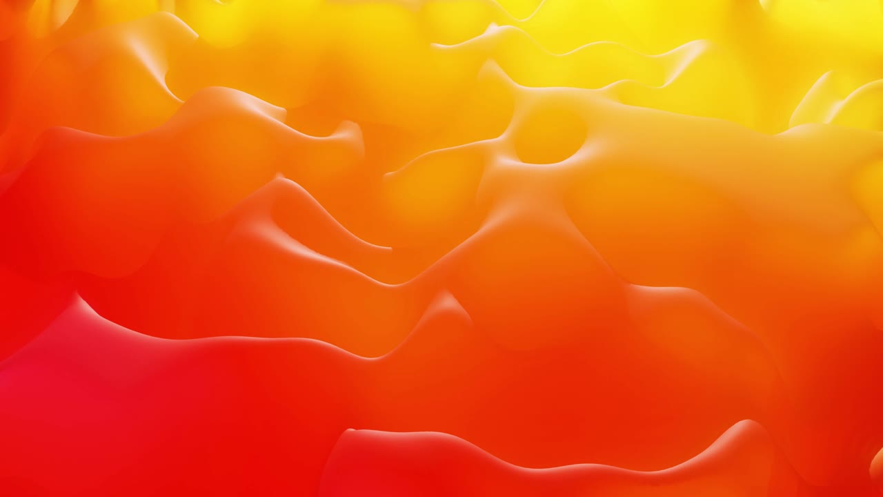 Stylish abstract looped background, changing surface of soft translucent material like peach jelly. Creative soft bright 3d bg with inner glow for festive events 4k. Red orange yellow gradient.