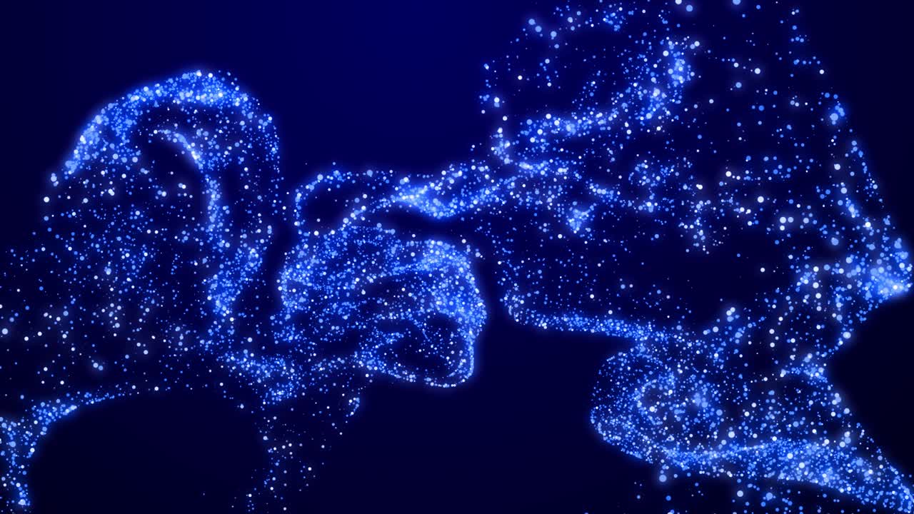 푸른 반이는 반이고 반이며, 적적한 액체에서 회전하며, 빛에 빛나는 색이 빛납니다. 4k 입자 배경은 기름에 있는 콘페티와 같습니다. 마는 알파 채널로 매트됩니다.