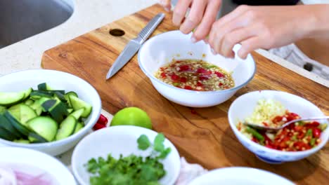 preparing a thai salad dressing