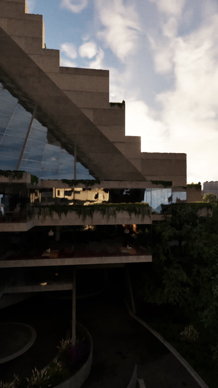 un edificio moderno con una fachada de vidrio y un exterior de hormigón