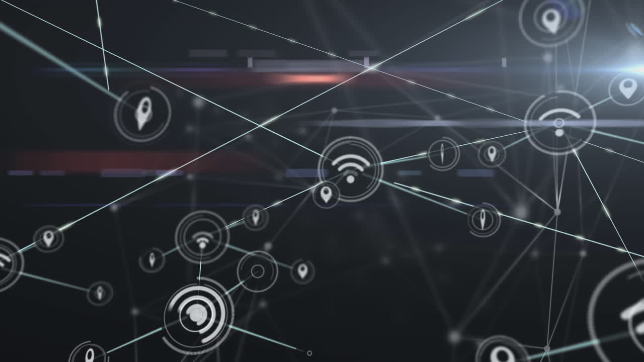 conectores que se mueven en un fondo digital negro